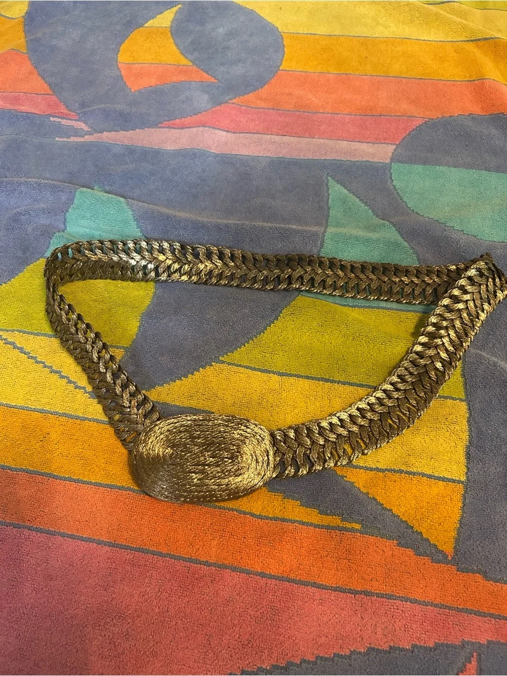 Vintage Braided Gold Tone Waist Chain Belt - Women Accessories